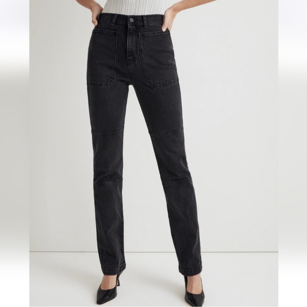 Madewell Black 90s Straight Leg High Rise Jeans - Picture 2 of 10